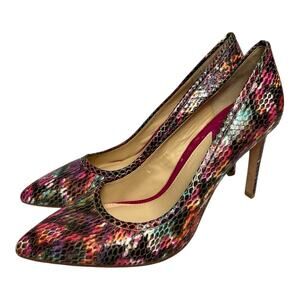 Brian Atwood Womens Shoes Snake Print Multicolor Pointy Toe Heels Sz 7